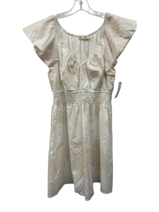 Marie Oliver Size Medium Blush Pink & White Cotton Short Puff Sleeve Dress Blush Pink & White / Medium