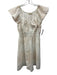 Marie Oliver Size Medium Blush Pink & White Cotton Short Puff Sleeve Dress Blush Pink & White / Medium