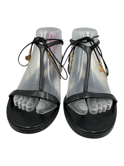 Stella McCartney Shoe Size 38.5 Black Faux Leather Toe Strap T Strap Sandals Black / 38.5