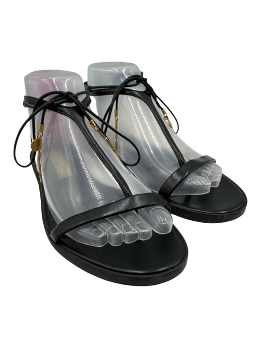 Stella McCartney Shoe Size 38.5 Black Faux Leather Toe Strap T Strap Sandals Black / 38.5