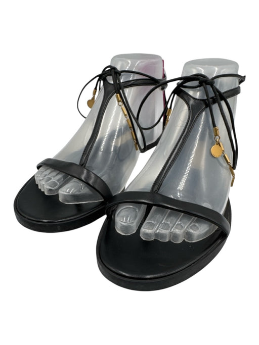 Stella McCartney Shoe Size 38.5 Black Faux Leather Toe Strap T Strap Sandals Black / 38.5