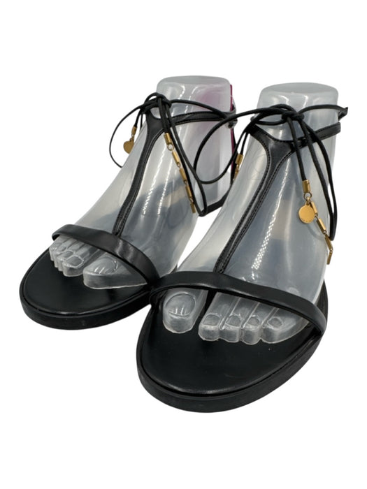 Stella McCartney Shoe Size 38.5 Black Faux Leather Toe Strap T Strap Sandals Black / 38.5
