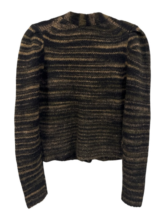 Veronica Beard Size M Brown, Green & Black Alpaca & Nylon Chunky Knit Cardigan Brown, Green & Black / M