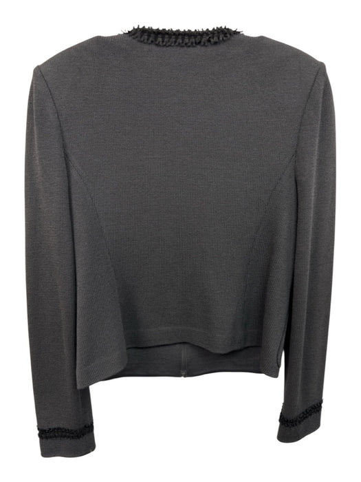 St. John Size s / 4 Dark Gray Knit Ribbon Trim Button Detail Zip Up Jacket Dark Gray / s / 4