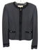 St. John Size s / 4 Dark Gray Knit Ribbon Trim Button Detail Zip Up Jacket Dark Gray / s / 4