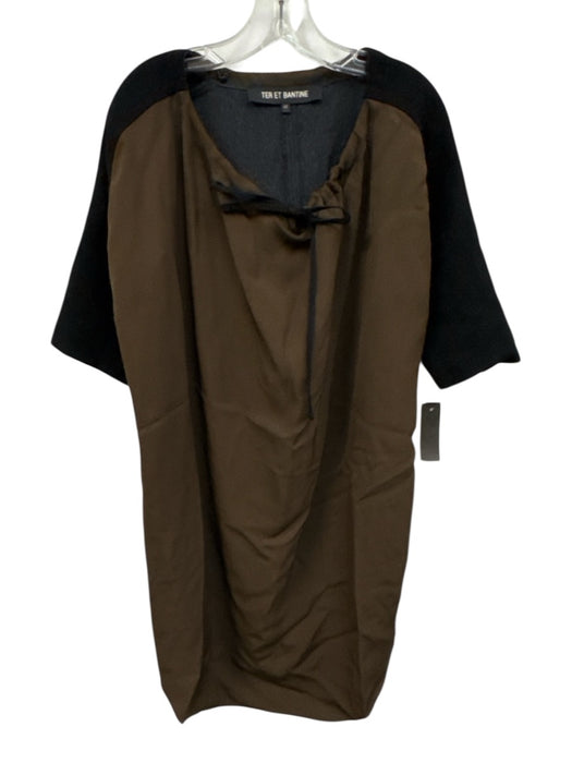Ter Et Bantine Size 42 Brown, Gray & Black Wool & Viscose Blend Tunic Dress Brown, Gray & Black / 42