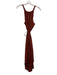 Joie Size M Rust Red Linen & Cotton Heathered Braided Straps Halter Belted Dress Rust Red / M