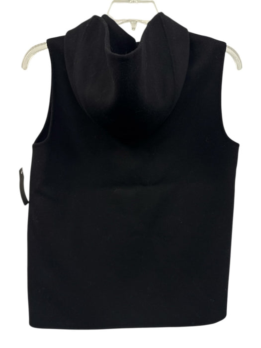 Theory Size S Black Wool & Cashmere Button Front Hooded Sleeveless Pockets Vest Black / S