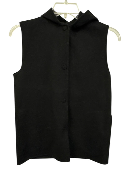 Theory Size S Black Wool & Cashmere Button Front Hooded Sleeveless Pockets Vest Black / S