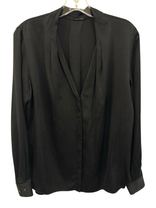 Elie Tahari Size Est M Black No Fabric Tag Long Sleeve Button Down V Neck Top Black / Est M