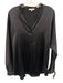 Vince Size M Navy Blue Silk Long Sleeve Stand Collar Half Button V Neck Top Navy Blue / M