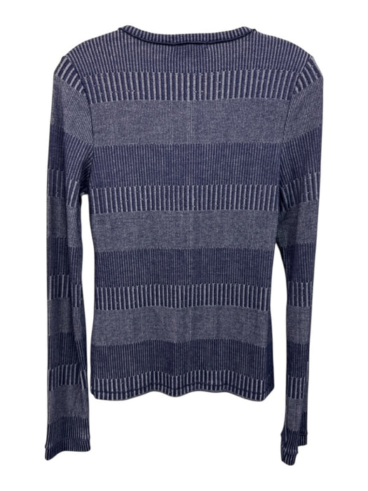 Rag & Bone Size M Blue Rayon & Polyester Long Sleeve Ribbed Half Button Top Blue / M