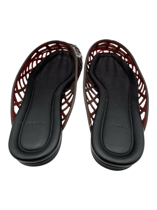 Vince Shoe Size 7 Dark Brown Rubber Leather Woven Jelly Slip On Mules Dark Brown / 7