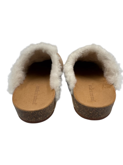 Jenni Kayne Shoe Size 39 Tan & White Suede Cork Sole Fur Lined Slip On Slippers Tan & White / 39