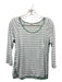 Lake Size M Green & White Pima Cotton Horizontal Stripes 3/4 Sleeve Top Green & White / M