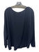 Vince Size L Navy Blue Polyester Raw Edge Boat Neck Long Sleeve Top Navy Blue / L