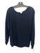 Vince Size L Navy Blue Polyester Raw Edge Boat Neck Long Sleeve Top Navy Blue / L