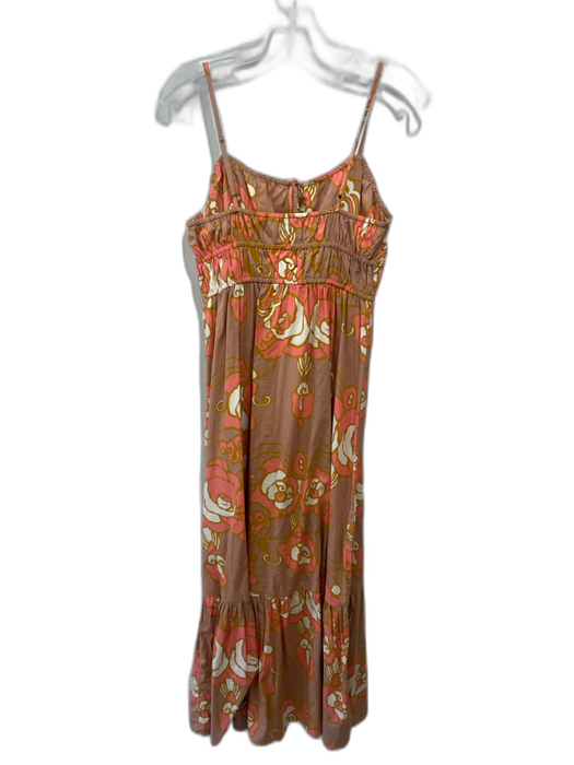 Cleobella Size S Tan, Orange, Yellow Cotton Flower Outlines Midi Dress Tan, Orange, Yellow / S