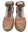 Valentino Shoe Size 39 Beige Pink Leather Jute Rockstud Ankle Strap Wedges Beige Pink / 39