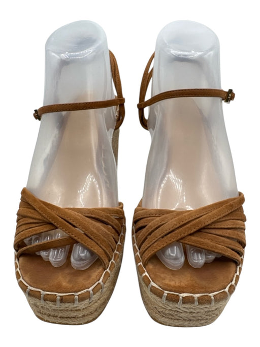 Veronica Beard Shoe Size 8 Brown & Beige Suede Jute Strappy Platform Wedges Brown & Beige / 8