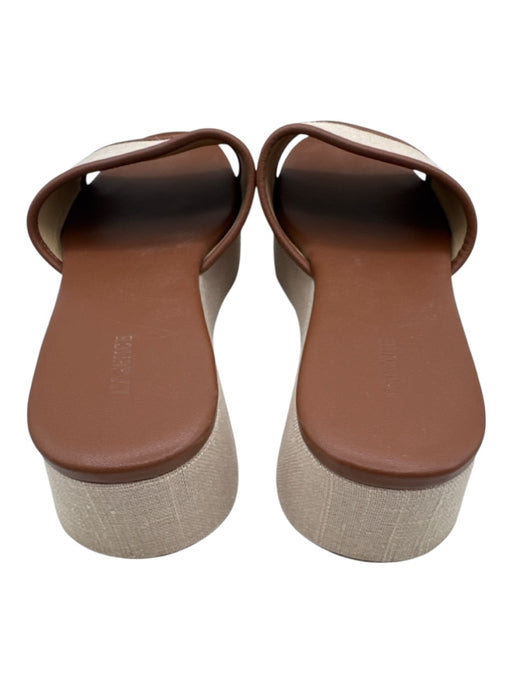 L'agence Shoe Size 8 Beige & Brown Canvas Leather trim Platform Sandals Beige & Brown / 8