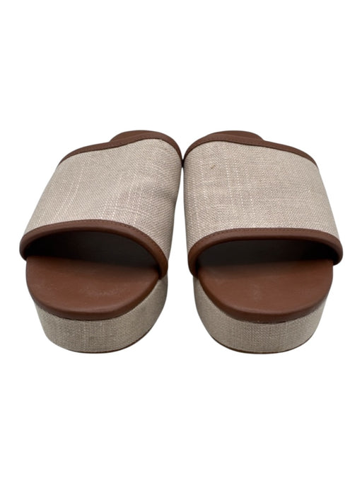 L'agence Shoe Size 8 Beige & Brown Canvas Leather trim Platform Sandals Beige & Brown / 8