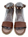 Valentino Shoe Size 39 Brown Leather Jute Rockstud Ankle Strap Espadrille Wedges Brown / 39