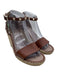 Valentino Shoe Size 39 Brown Leather Jute Rockstud Ankle Strap Espadrille Wedges Brown / 39