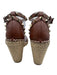 Valentino Shoe Size 39 Brown Leather Jute Rockstud Ankle Strap Espadrille Wedges Brown / 39