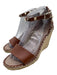 Valentino Shoe Size 39 Brown Leather Jute Rockstud Ankle Strap Espadrille Wedges Brown / 39