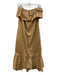 Karina Grimaldi Size S Beige Cotton Strapless Pop Over Ruffles Midi Dress Beige / S