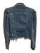 Retrofete Size M Medium Wash Cotton Denim Puff Long Sleeve Distressed Jacket Medium Wash / M