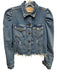 Retrofete Size M Medium Wash Cotton Denim Puff Long Sleeve Distressed Jacket Medium Wash / M