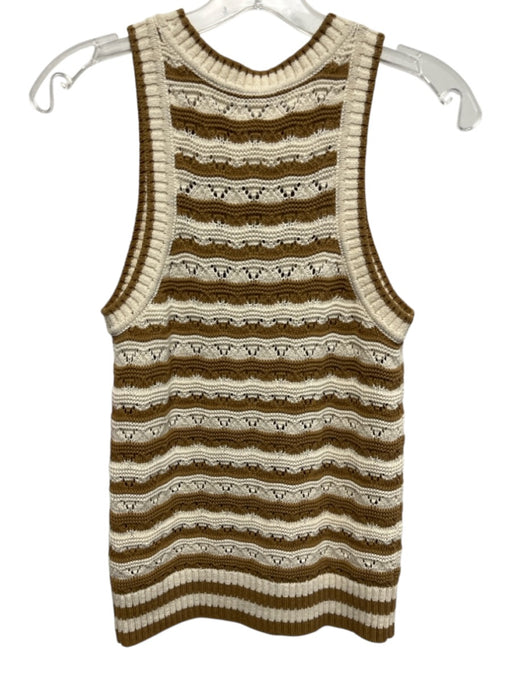 Veronica Beard Size XS Brown & Cream Cotton & Nylon Sleeveless Stripe Sweater Brown & Cream / XS