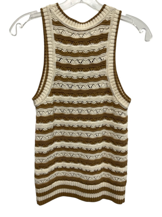 Veronica Beard Size XS Brown & Cream Cotton & Nylon Sleeveless Stripe Sweater Brown & Cream / XS