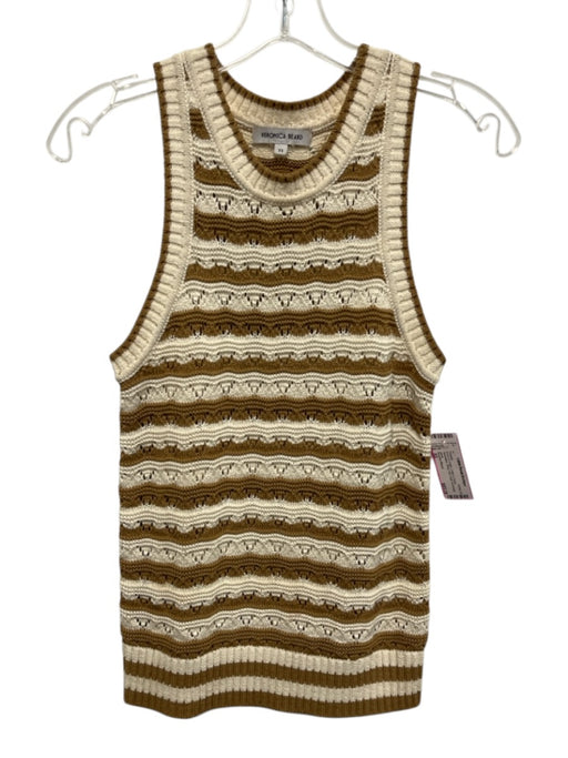 Veronica Beard Size XS Brown & Cream Cotton & Nylon Sleeveless Stripe Sweater Brown & Cream / XS