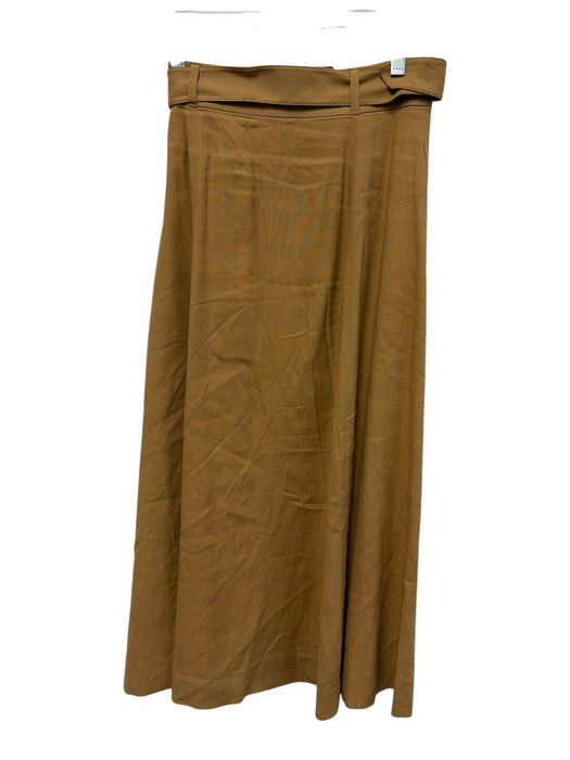 Veronica Beard Size 2 Light Brown Linen & Viscose Side Zip Belt Midi Skirt Light Brown / 2