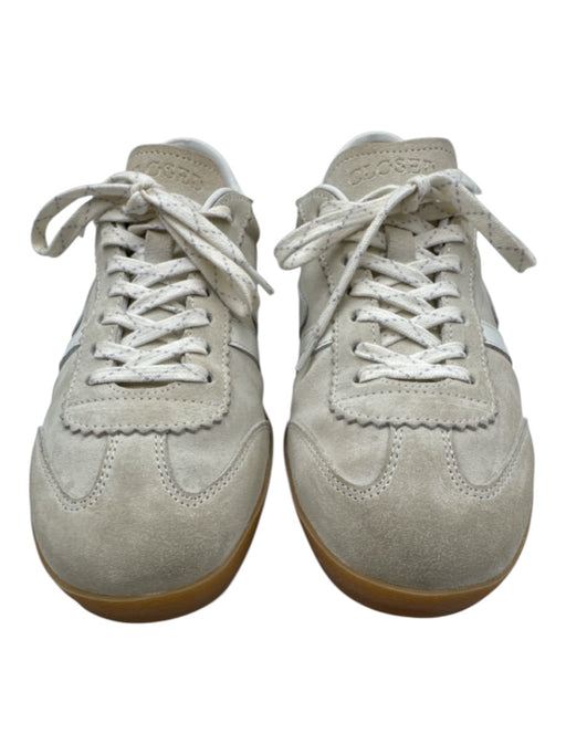 Closed Shoe Size 38 Gray & White Suede & Leather Scallop Detail Lace Up Sneakers Gray & White / 38