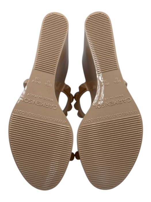 Carmen Sol Shoe Size 8 Beige Rubber Rockstud 2 Strap Mule Platform Wedges Beige / 8