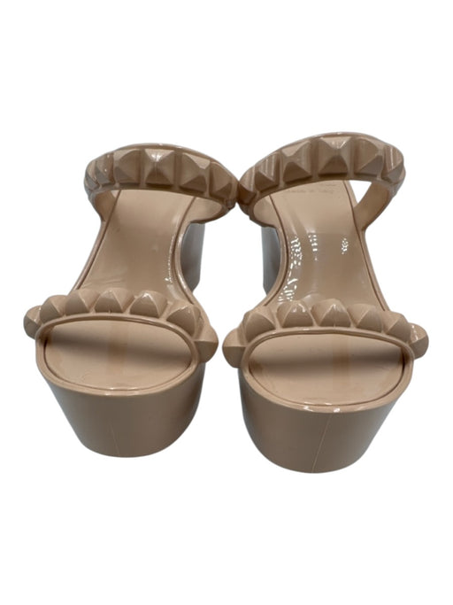 Carmen Sol Shoe Size 8 Beige Rubber Rockstud 2 Strap Mule Platform Wedges Beige / 8
