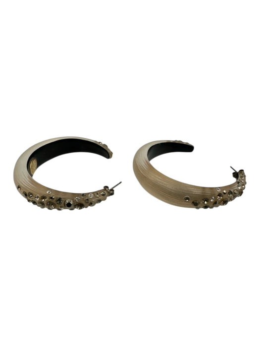 Alexis Bittar Champagne & Silver Lucite Rhinestone Hoop Post Back Earrings Champagne & Silver