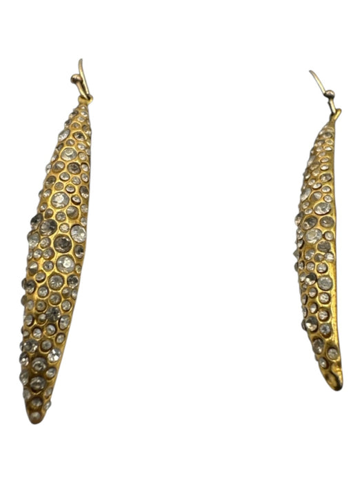 Alexis Bittar Gold & Clear 14KT Gold Fill Rhinestone Hook Dangle Earrings Gold & Clear