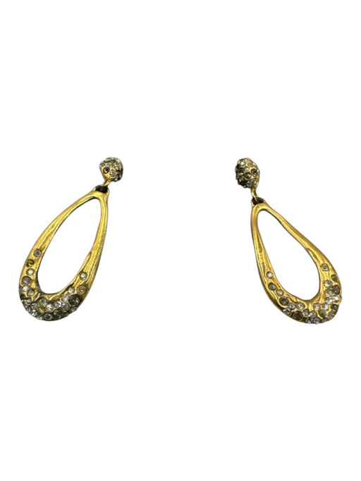 Alexis Bittar Gold & Clear 14KT Gold Fill Rhinestone Hook Tear Drop Earrings Gold & Clear