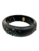 Alexis Bittar Gray & Blue Lucite Magnetic Clasp Hinge Rhinestone Bangle Bracelet Gray & Blue
