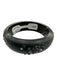 Alexis Bittar Gray & Blue Lucite Magnetic Clasp Hinge Rhinestone Bangle Bracelet Gray & Blue