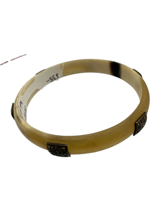 Whitney Rooker Beige & Silver Horn Pave Diamonds Bangle Bracelet Beige & Silver