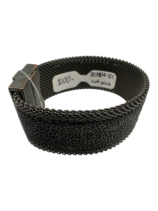 Cynthia Desser Gunmetal & Gold Leather & Brass Chainlink Magnetic Clasp Bracelet Gunmetal & Gold