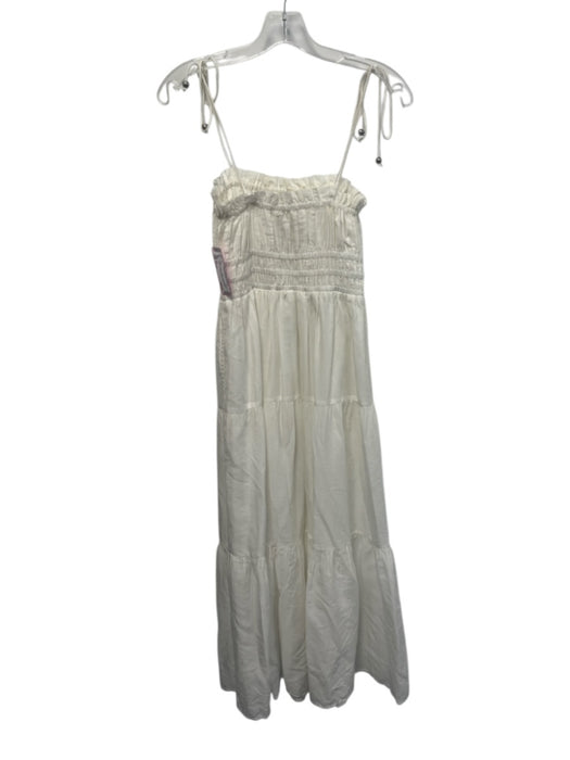 Elan Size Small White Spaghetti Strap smocked Elastic Waist Tiered Dress White / Small