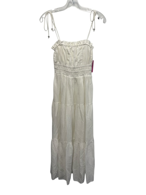 Elan Size Small White Spaghetti Strap smocked Elastic Waist Tiered Dress White / Small