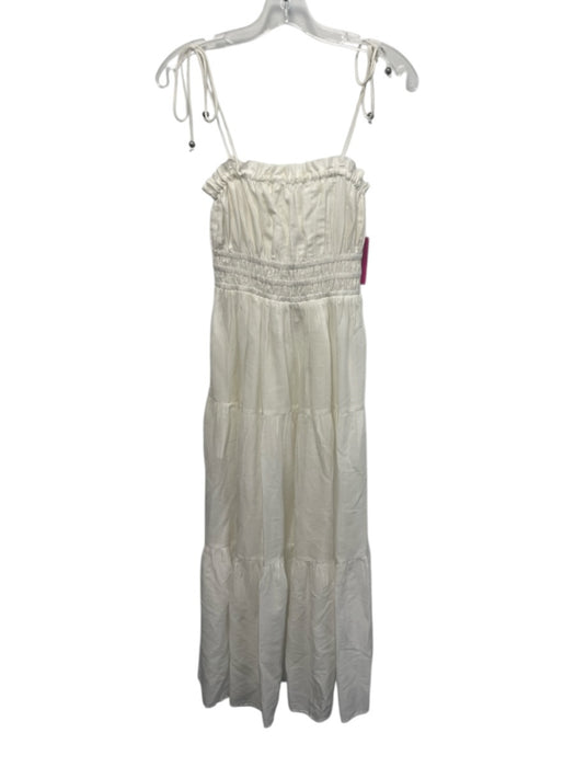 Elan Size Small White Spaghetti Strap smocked Elastic Waist Tiered Dress White / Small